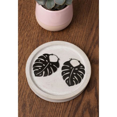 Wildcat - Monstera Leaf - Boucles D'oreilles - Noir - Onesize - Acier 316l,Métal