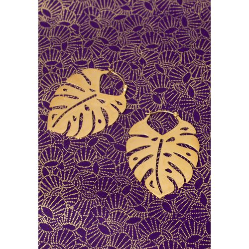 Wildcat - Monstera Leaf Gold - Boucles D'oreilles - Jaune - Onesize - Acier 316l,Métal