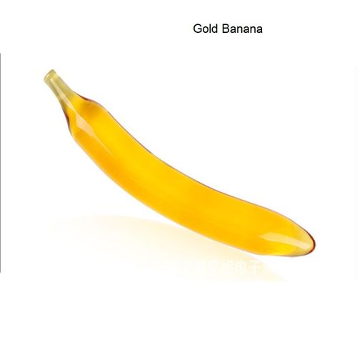 Gode En Verre Satisfayer Pénis Artificiel Jouets Sexuels Réalistes Pour Femmes Fruits Légumes Vibrateur Masturbation Fesses Plug Anal - Banane Dorée