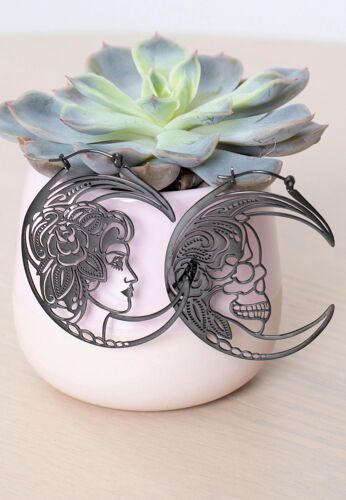 Wildcat - Skull Couple Black - Boucles D'oreilles - Noir - Onesize - Acier Inoxydable,Métal