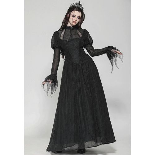 Dark In Love - Black Negative Gothic Spiderweb Patchwork Princess Sleeve - Robe - Noir - Xs - Gid://Shopify/Metaobject/130265612525,Synthétiques