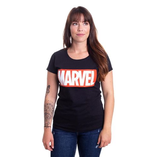 Marvel Comics - Logo - Girly - Noir - L - 100% Coton,Jersey