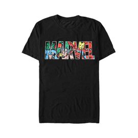 Marvel Comics - Logo Character Infill - T-Shirt - Noir - L - 100% Coton,Jersey