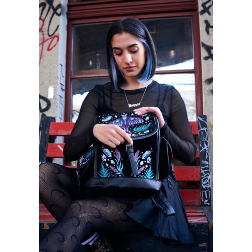 Restyle - Enchanted Forest Magical With Moth Black - Sac a dos - noir - Onesize - 100% Polyester,Velours