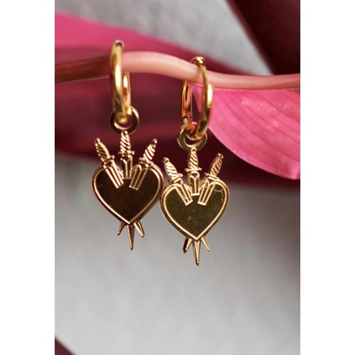 Wildcat - Little Sword Heart Gold - Boucles D'oreilles - Jaune - Onesize - Acier Inoxydable,Métal