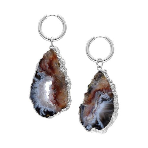 Wildcat - Little Indian Agate Large Silver - Boucles D'oreilles - Gris - Onesize - Agate,Acier Inoxydable,Métal