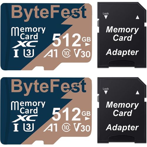 Kal-2 Pack Carte Mémoire Microsd 512go Avec 2 Adaptateurs, Uhs-I U3 C10 V30 4k Uhd, Tf Card Pour Caméras D'action Drone Consoles De Jeux-Kalanka