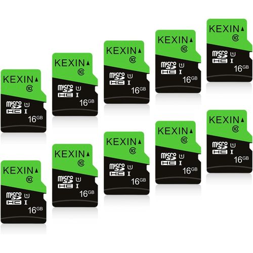 ASFASFq-KEXIN Cartes Micro SD 16Go Lot de 10 Carte Micro 16 Go UHS-I U1 C10 10 Pièces MicroSD Carte TF pour Appareil Photo de Sport, Caméra Dôme Dash Cam, Téléphone Android