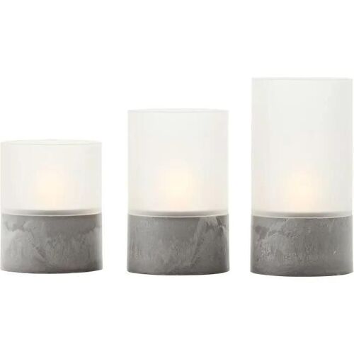 Lot 3 Lampes A Poser Led Bougie Brilliant - 2500k - Plastique Et Verre - Gris Et Blanc Mat