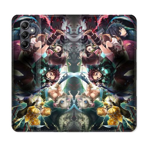 Housse Cuir Portefeuille Pour Samsung Galaxy A15 4g / 5g Manga Demon Slayer Groupe