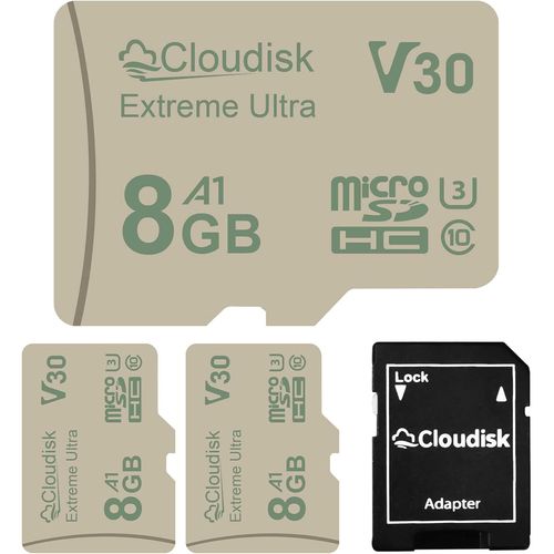 Lot De 3 Cartes Micro Sd U3 90 Mo/S V30 Extreme Ultra C10 A1 Microsdhc Uhs-I Pour Appareil Photo, Dvr, Tablette Pc Et Téléphone Portable (Lot De 3, 8 Go)