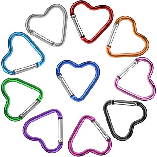 Kal-Lot De 10 Mini Porte-Clés En Forme De C?ur En Alliage D'aluminium Pour Chien, Laisse, Bouteille D'eau, Clés, Extérieur, Voyage, Marche, Hamac