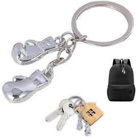Meimie-Porte-Clés Gants De Boxe En Acier Inoxydable,Porte Clé Saint Valentin Cadeau,Personnalisé Porte Clef,Porte-Clés Boxe En Métal,Sport Porte-Clés,Pour Famille,Des Couples,Diy