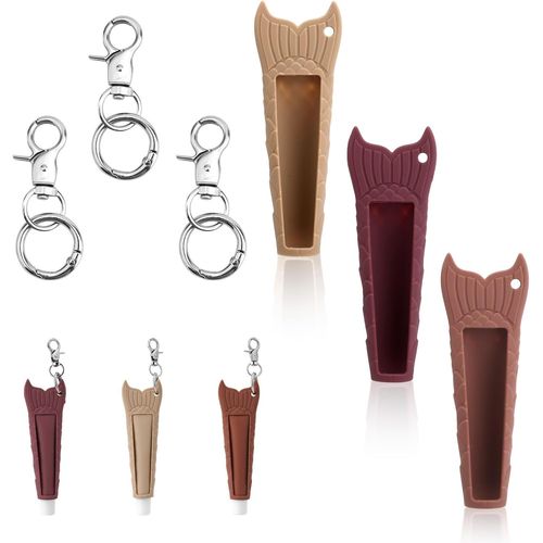 Kal-Lot De 3 Porte-Clés Pour Baume À Lèvres, Étui De Protection Portable En Silicone Avec Porte-Clés Compatible Avec Summer Fridays (Vanille, Cassonade, Beige Vanille) 