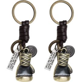 Kal-2pcs Porte-Clés Vintage Gant De Boxe Porte-Clés En Bronze Cuir Sport Porte-Clés Petite Surprise Présent Clé Accessoires Pour Femmes Hommes