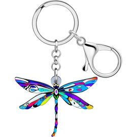 KAL-Porte-Clé Mignon En Acrylique Libellule Colorée Pour Femmes Filles Insecte Bijoux Pour Voiture Sac À Main Sacs Clés Cadeaux Charms