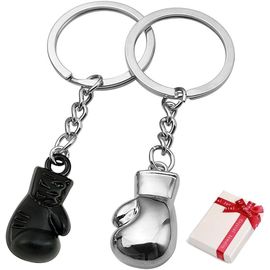 Kal-Lot De 2 Porte-Clés Gants De Boxe, Sport, Porte-Clés En Métal, Gants De Boxe, Pendentif, Sport, Porte-Clés Amusants, Cadeau Pour Femmes, Hommes, Boxeurs, Noir Et Argent., No