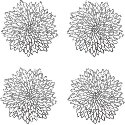 2024 Nouveau Set De Table Argenté 4 Pièces,Set De Table Rond Évidé,Set De Table En Plastique Rond