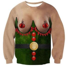 Pull De Noël Laid Pull Hommes Femmes Drôle 3d Print Sweatshirt Noël Pull