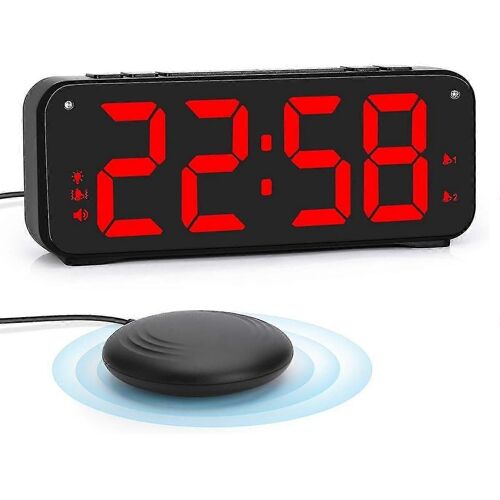Réveil fort pour les adultes qui dorment lourds, double réveil avec lit Shaker, pour les chambres à coucher, 6.5in Disp