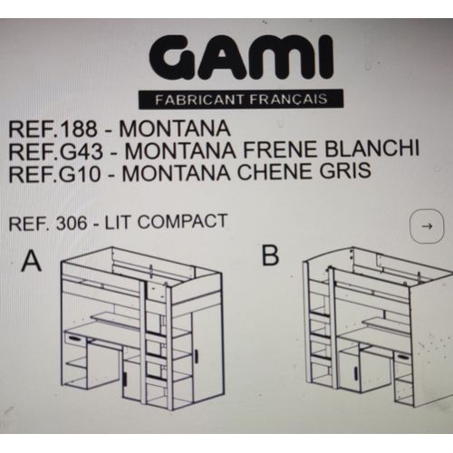 Lit Gautier Mezzanine Bureau Frêne Blanchi 180 Euros