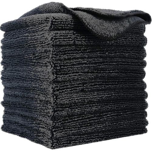 Chiffon de nettoyage en microfibre de qualité supérieure,30 x 30 cm (paquet de 12) (noir)-ZZY