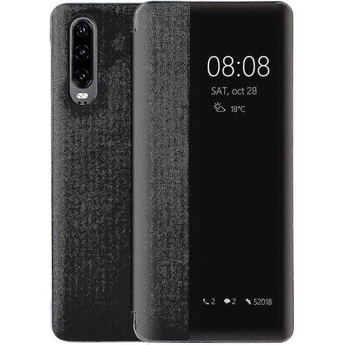 Coque Huawei P30,Coque Rabattable En Cuir Smart View,[Mode D'économie D'énergie] [Protection Intégrale] (P30,Noir)