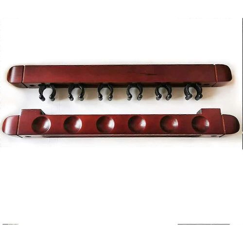 6 porte-queues de billard,porte-queues de billard en bois,support mural de queues de billard Porte-bâton de queue de billard avec 6 clips de queue pour les bars,les clubs et les joueurs de billard-rx