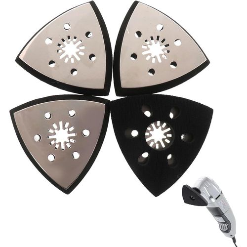 Lot de 4 plaques abrasives fines Multitool Plateau abrasif fin Pour bois, métal, plastique dur, plâtre, ponçage, dérouillage (93 mm)
