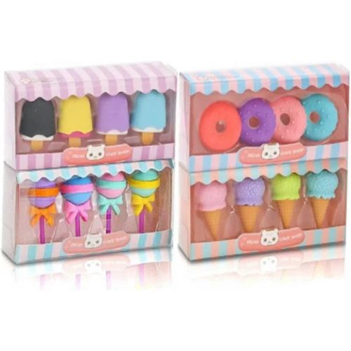 16 Pièces Gommes Pour Enfants Gommes Fantaisie Pour Enfants,Glaces,Gâteaux,Beignets Gommes Colorées Caoutchoucs