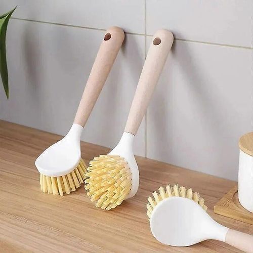 Poignée longue Coton Bois Pot Brosse Non Pliable Nettoyage Maison Cuisine Antiadhésive Pot Brosse à Vaisselle Brosse Nettoyante Brosse