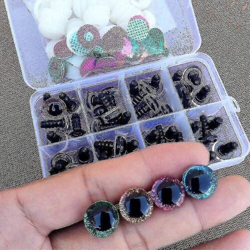 Haute qualité 48 pièces 3d Glitter Doll Animal Making Eyes Mixed Box 12mm