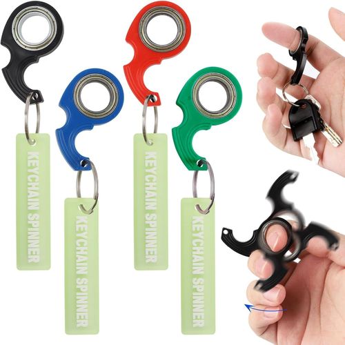 PATA-4 Pièces Porte-clés Fidget Spinner, Keychain Spinner Fidget Ring, Portable Fidget Toys Keychain, Soulager L'ennui Cadeau De Fête, pour Réduire Le Stress et Favoriser la Concentration