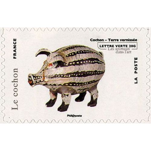 France 2013, Très Beau Timbre Neuf** Luxe Autoadhésif Yvert 781, Les Animaux Dans L'Art, Cochon - Terre Vernissée, Validité Permanente Lettre 20g. Collection Ou Affranchissement.