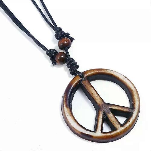 Unisexe Signe De Paix Collier Résine Paix Symbole Pendentif Collier Réglable Cordon Noir Hippie Boho Style Des Années 60 À 70 Regarder Bijoux