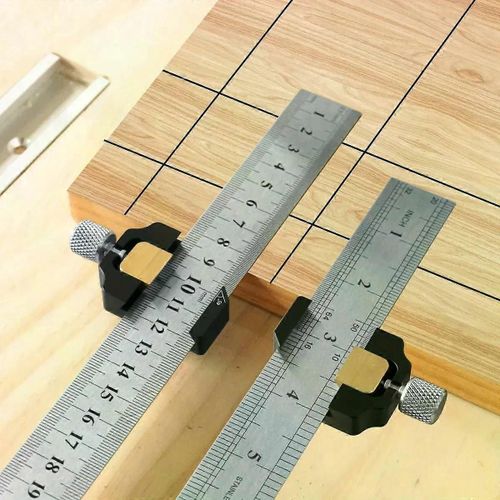 Règle en acier réglable Bloc de positionnement Combinaison d'outils de mesure à position fixe Carré 45-90Degré Jauge de marquage Traceur de ligne