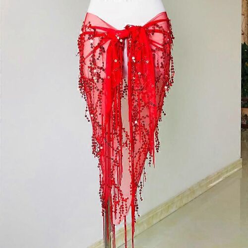 Coloré Paillettes Pompon Danse Du Ventre Ceinture Costume Costumes De Danse Du Ventre Hanche Écharpe Pour Femmes Thaïlande/Inde / Danse Jupe Taille Chaînes