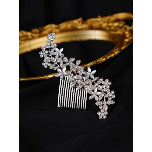 1 Oeil De Cheval Cristal Pétales Strass Alliage Mariée Cheveux Peigne Robe De Mariée Accessoires Épingle À Cheveux 