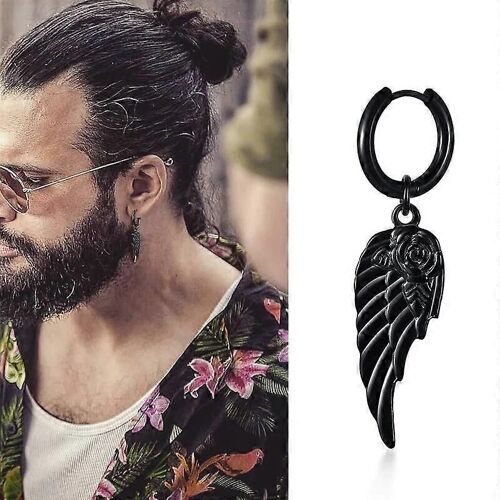 Aile D'ange Huggie Hoop Boucles D'oreilles En Acier Inoxydable Petit Ange Ailes De Cartilage Tragus Boucle D'oreille