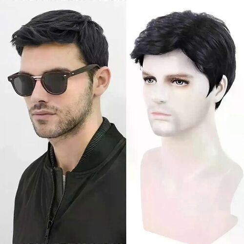 Perruque Synthétique Noir Mode Pour Homme Femmes Garçon Cosplay Costume Fibre Résistante À La Chaleur Perruques Synthétiques Perruques De Cheveux Pour Homme Au Jour