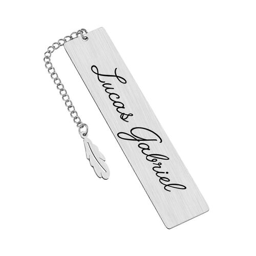 Marque-pages rectangulaires personnalisés gratuits pour les garçons imperméable en acier inoxydable carré étiquette accessoire cadeaux pour lui