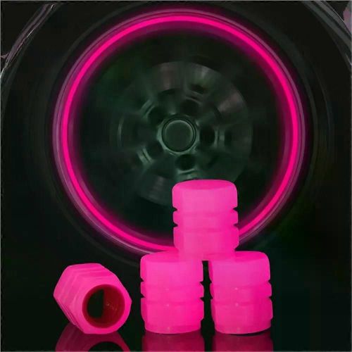4pcs Capuchon De Valve De Pneu De Voiture Rose Fluorescent Abs Roue De Moto Pneu Valve D'air Couvercle De Tige Capuchon De Valve De Pneu Lumineux