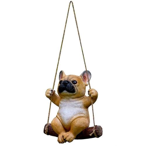 Bulldog statue résine artisanat accrocher sur arbre pendentif décoratif intérieur extérieur décor chien Figurines pour