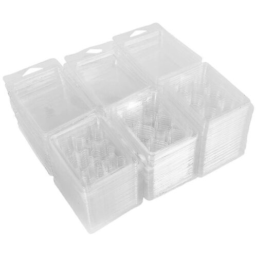 Paquet de 60 récipients de cire fondue-6 cavité claire vide cire fondue en plastique - coquilles pour tartes cire fondante.