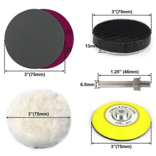 150 pcs 3 pouces disques de ponçage carbure de silicium 400-10000 grains humide / sec crochet et boucle papier de verre pour Dr