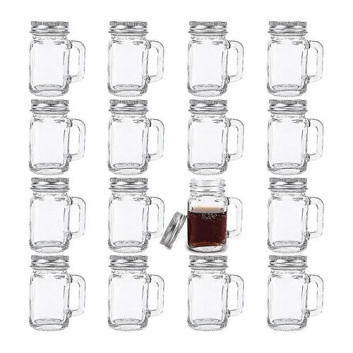 Paquet de 16 verres à liqueur Mini Mason Jar de 2 oz avec couvercles,bocaux en verre pour boire,dessert,bougie,Cr