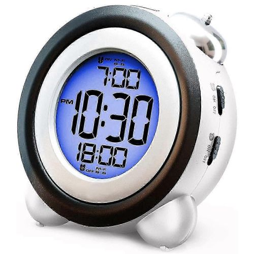 Réveil numérique,affichage de l'heure et de la date,double cloche très forte pour les gros dormeurs,double alarme,rétroéclairage bleu pour les adolescents