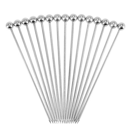 15pcs Pics À Cocktail,4 Pouces Réutilisables En Acier Inoxydable Martini Pics Cocktail Cure-Dents Pour Olives