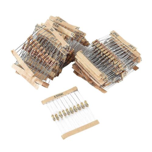 500pcs 50 valeurs 1/2W 0.5W 5 % Résistances à film de carbone Ensemble de kit assorti