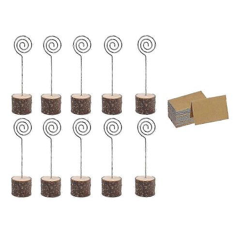 30Pc Bois Placecard Supports avec Swirl Wire Kraft Marque-places Rustique Bois Table Nombre Supports Supports Nom Cartes Porte